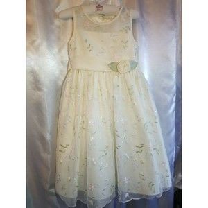 Girls Cinderella Brand Ivory Dress Flower Special Occasion Sz 6 Beautiful!